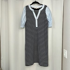 Loft navy stripped dress small Tall